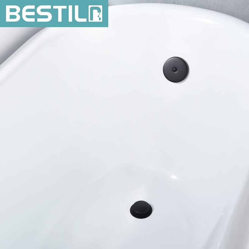 Bestill Tip-Toe Bathtub Drain Bath Tub Trim Set Conversion Kit with Overflow Faceplate, Matte Black - Image 2